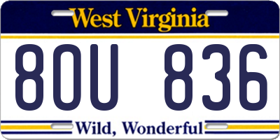 WV license plate 8OU836