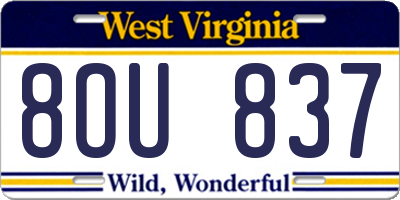 WV license plate 8OU837