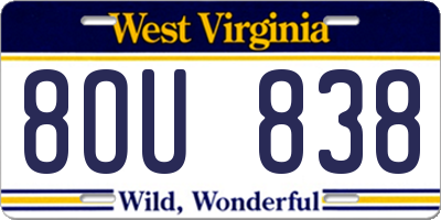 WV license plate 8OU838