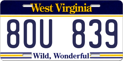 WV license plate 8OU839