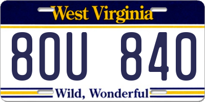 WV license plate 8OU840