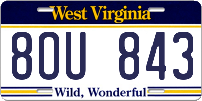 WV license plate 8OU843