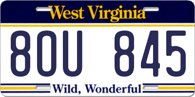 WV license plate 8OU845