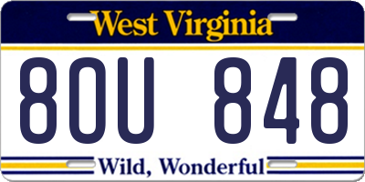 WV license plate 8OU848