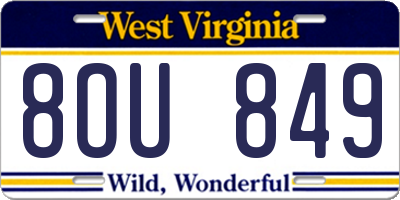 WV license plate 8OU849