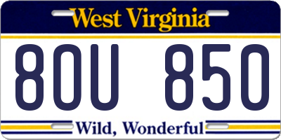 WV license plate 8OU850