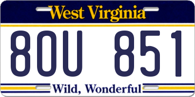 WV license plate 8OU851