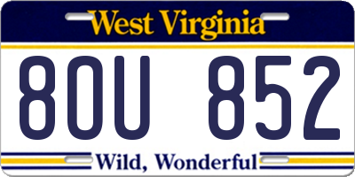 WV license plate 8OU852