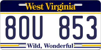 WV license plate 8OU853