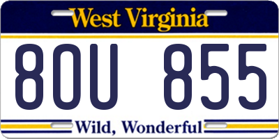 WV license plate 8OU855
