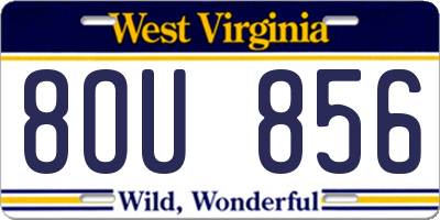 WV license plate 8OU856