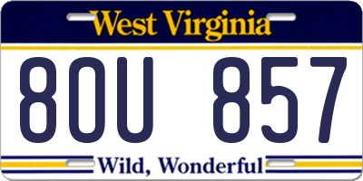 WV license plate 8OU857