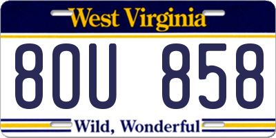 WV license plate 8OU858