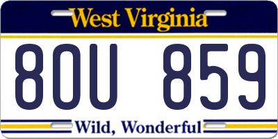 WV license plate 8OU859