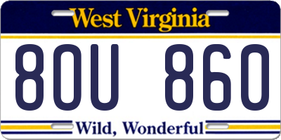 WV license plate 8OU860