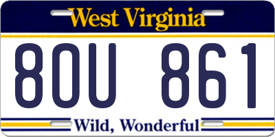 WV license plate 8OU861