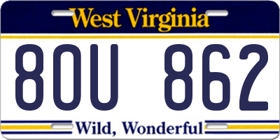 WV license plate 8OU862