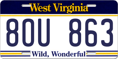 WV license plate 8OU863