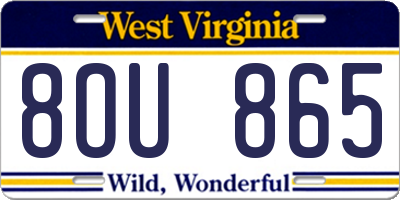 WV license plate 8OU865