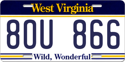 WV license plate 8OU866