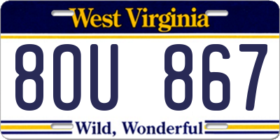 WV license plate 8OU867