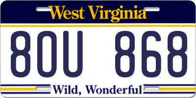 WV license plate 8OU868