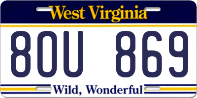 WV license plate 8OU869