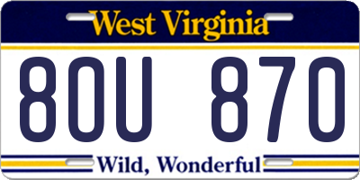 WV license plate 8OU870