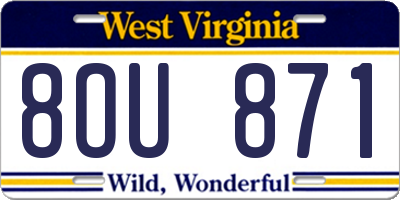 WV license plate 8OU871