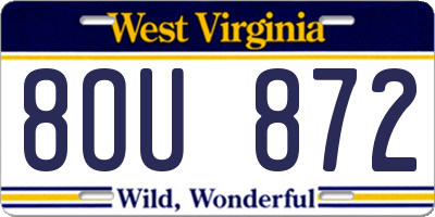 WV license plate 8OU872