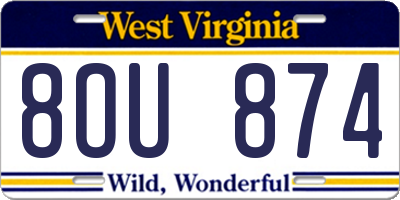 WV license plate 8OU874