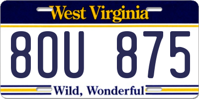 WV license plate 8OU875
