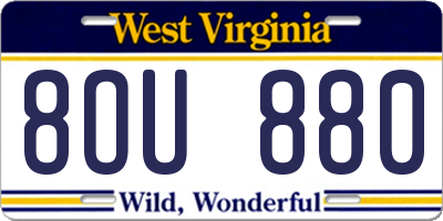 WV license plate 8OU880