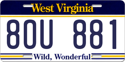 WV license plate 8OU881