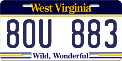WV license plate 8OU883