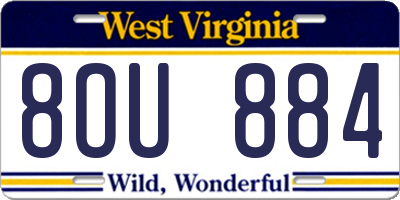 WV license plate 8OU884
