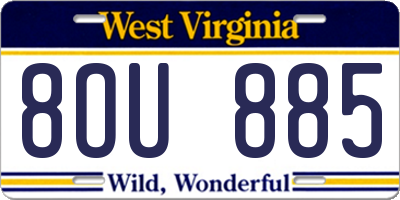 WV license plate 8OU885