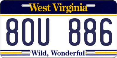 WV license plate 8OU886