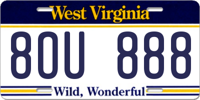 WV license plate 8OU888