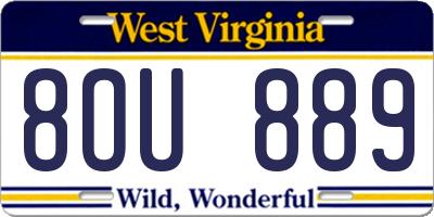 WV license plate 8OU889