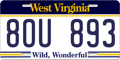 WV license plate 8OU893