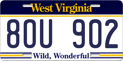 WV license plate 8OU902