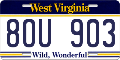 WV license plate 8OU903
