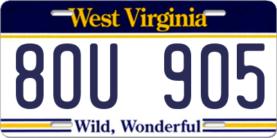 WV license plate 8OU905