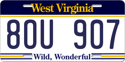 WV license plate 8OU907