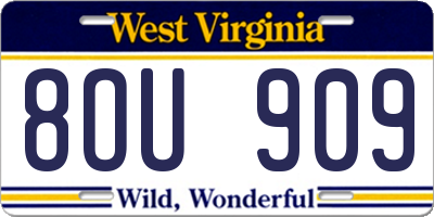 WV license plate 8OU909