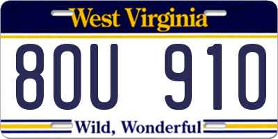 WV license plate 8OU910