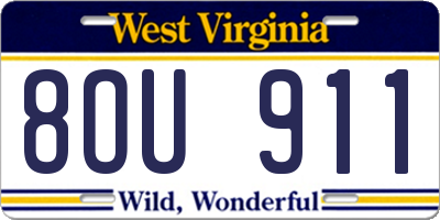 WV license plate 8OU911