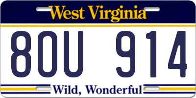 WV license plate 8OU914