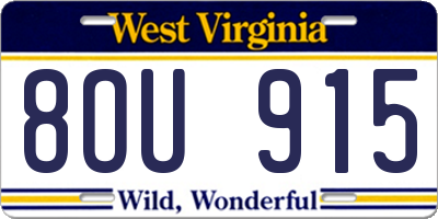WV license plate 8OU915